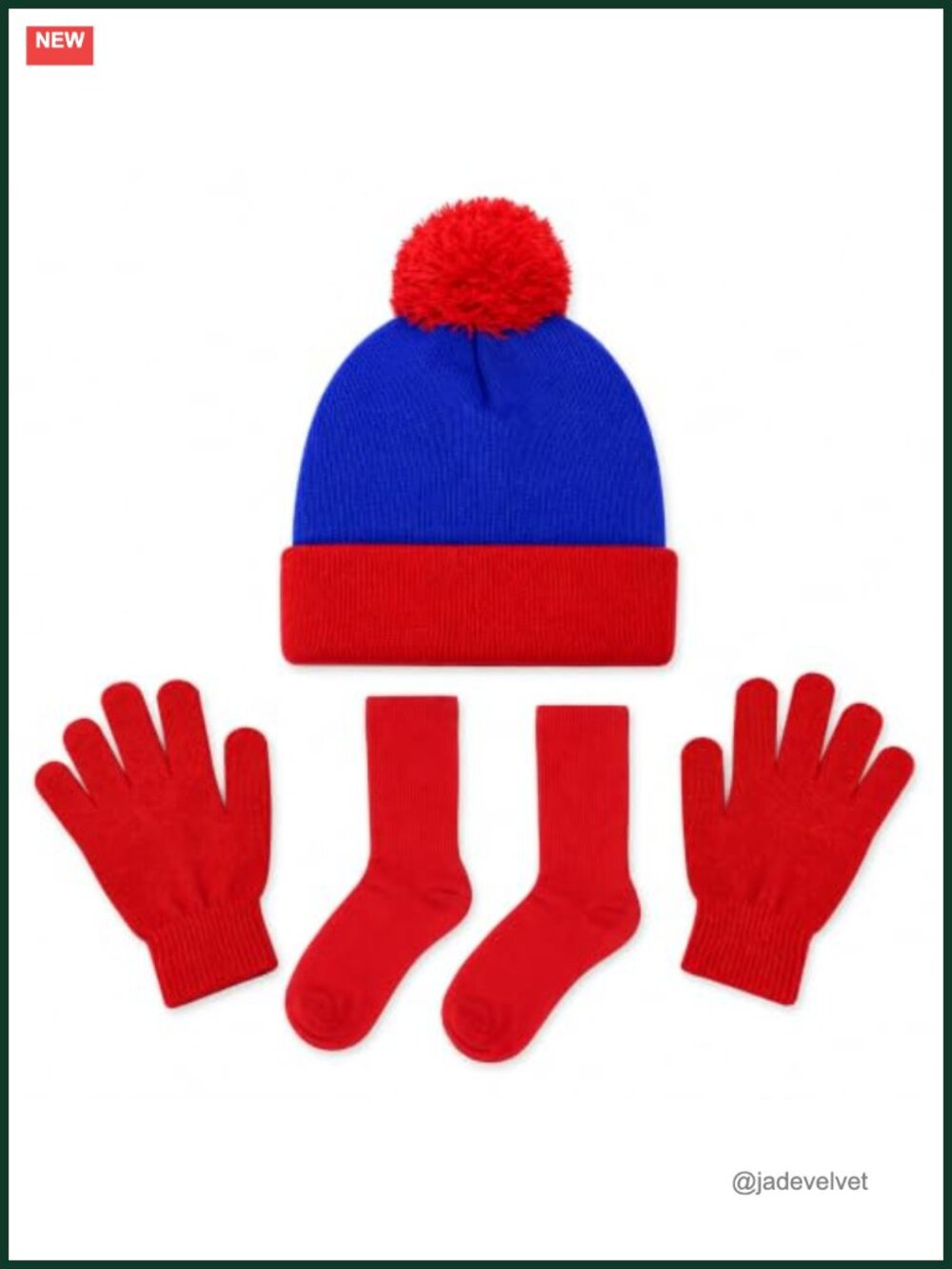 Knit Pom Beanie Gloves Socks Set Halloween Cosplay Winter Warm Accessories